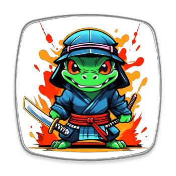 Ninja-Aligator #2 - Viereckiger Kühlschrankmagnet - Weiß - Vorne