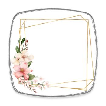 Floral Design, Pastel, Geometric - Square fridge magnet - white - Front