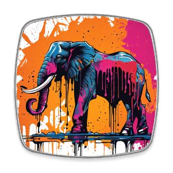 Colorful Paint Dripping Elephant - Square fridge magnet - white - Front