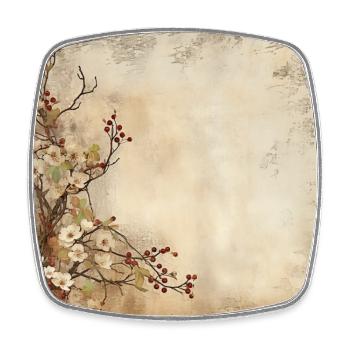 Aubépine vintage - Magnet carré - blanc - Devant
