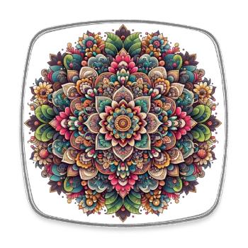 Mandala 2 - Viereckiger Kühlschrankmagnet - Weiß - Vorne