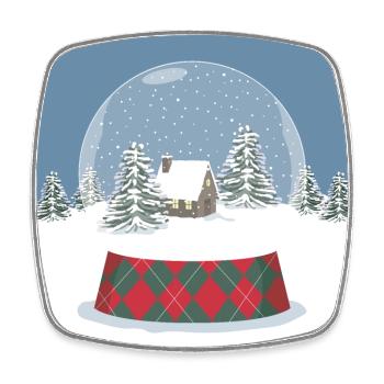 Glaskugel in Winterlandschaft eingesetzt - Viereckiger Kühlschrankmagnet - Weiß - Vorne