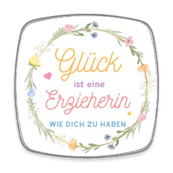 Glück ist eine Erzieherin wie dich zu haben - Viereckiger Kühlschrankmagnet - Weiß - Vorne