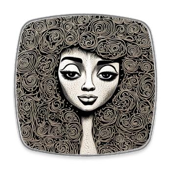 Hairstyle #6 - Magnet carré - blanc - Devant