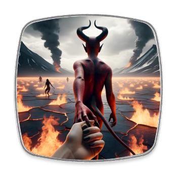 Suivez-moi jusqu’aux abysses - Pacte du Diable Infernal #07 - Magnet carré - blanc - Devant