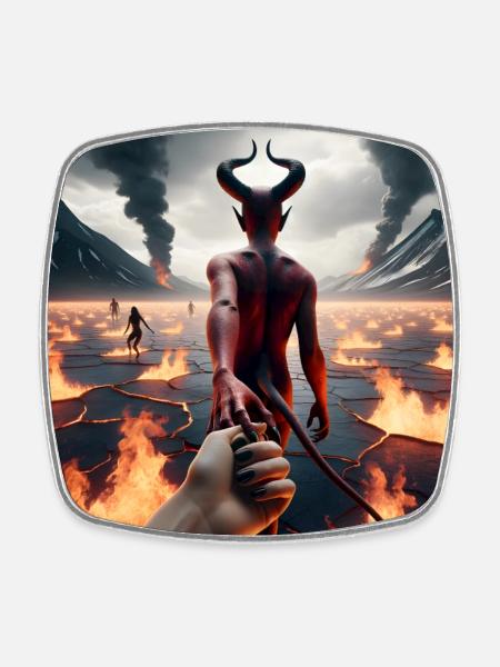 Follow Me to the Abyss - Infernal Devil's Pact #07 - Square fridge magnet - white