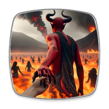 Suivez-moi jusqu’à l’abîme - Pacte du Diable Infernal #15 - Magnet carré - blanc - Devant