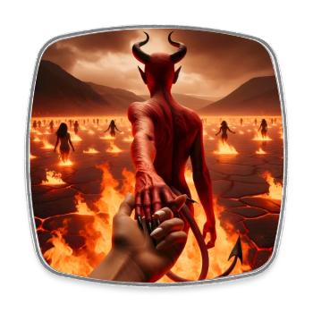 Suivez-moi jusqu’à l’abîme - Pacte du Diable Infernal #09 - Magnet carré - blanc - Devant