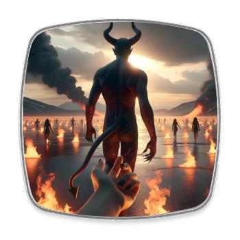 Suivez-moi jusqu’à l’abîme - Pacte du Diable Infernal #08 - Magnet carré - blanc - Devant