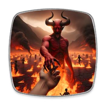 Suivez-moi jusqu’à l’abîme - Pacte du Diable Infernal #17 - Magnet carré - blanc - Devant