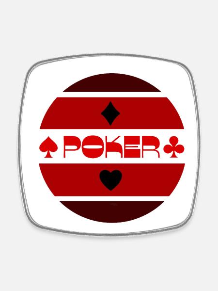 Poker Design in Black Red - Square fridge magnet - white