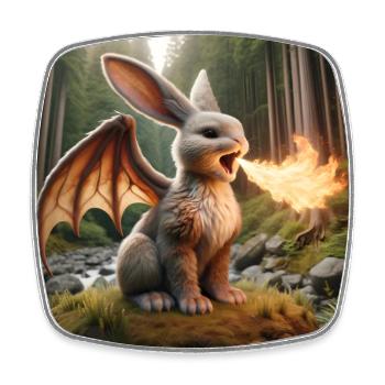 Feuerspeiender Hase Drache #19 - Viereckiger Kühlschrankmagnet - Weiß - Vorne