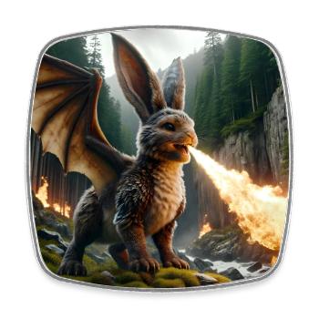 Feuerspeiender Hase Drache #13 - Viereckiger Kühlschrankmagnet - Weiß - Vorne