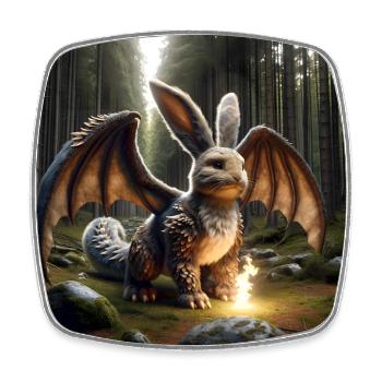 Feuerspeiender Hase Drache #15 - Viereckiger Kühlschrankmagnet - Weiß - Vorne