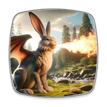 Feuerspeiender Hase Drache #08 - Viereckiger Kühlschrankmagnet - Weiß - Vorne