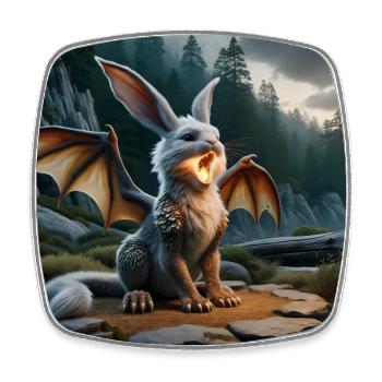 Dragon lapin cracheur de feu #20 - Magnet carré - blanc - Devant