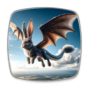 Fliegender Hase Drache #01 - Viereckiger Kühlschrankmagnet - Weiß - Vorne