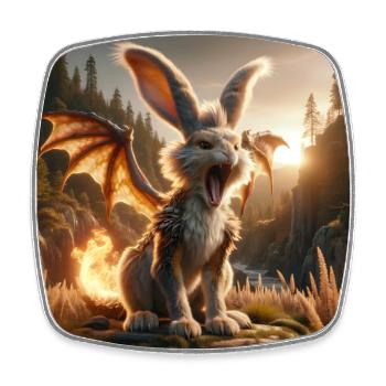Feuerspeiender Hase Drache #24 - Viereckiger Kühlschrankmagnet - Weiß - Vorne