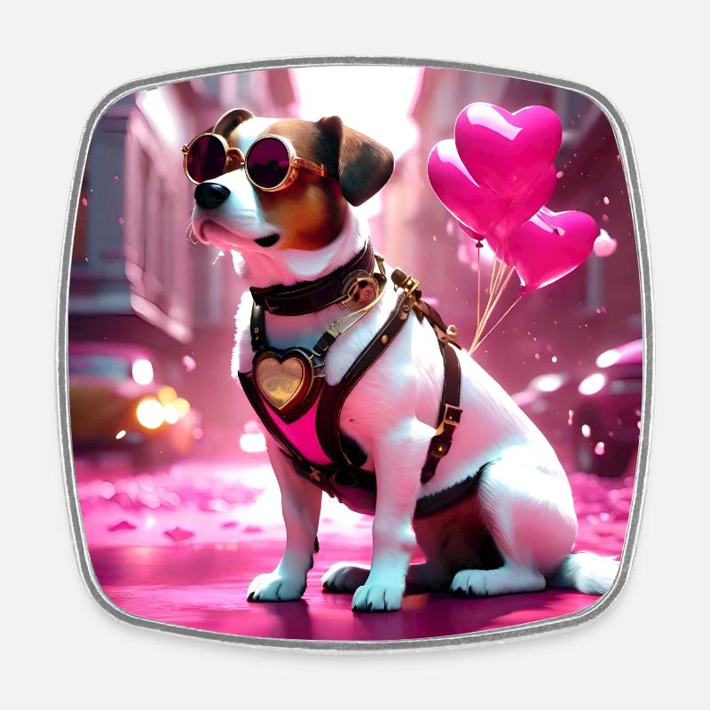 Ballons de chien rose steampunk art design - Magnet carré - blanc