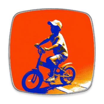 Child cyclist riding bike - Square fridge magnet - white - Front