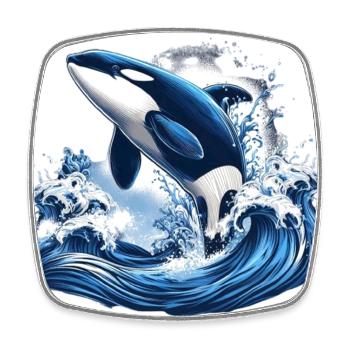 Blauer Orca - Viereckiger Kühlschrankmagnet - Weiß - Vorne
