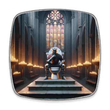Fart Souls - Hollow Knight sur un trône de porcelaine #01 - Magnet carré - blanc - Devant