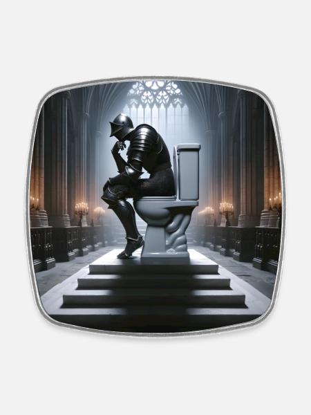 Fart Souls - Hollow Knight on Porcelain Throne #05 - Square fridge magnet - white