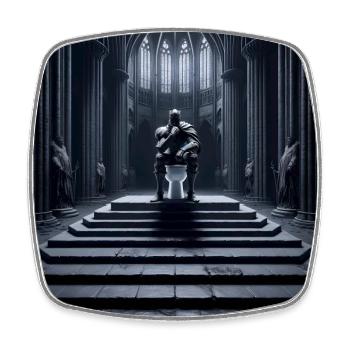 Fart Souls - Hollow Knight on Porcelain Throne #12 - Square fridge magnet - white - Front