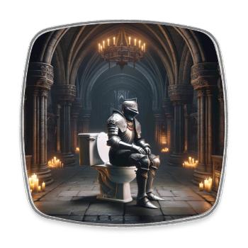 Fart Souls - Hollow Knight sur un trône de porcelaine #02 - Magnet carré - blanc - Devant