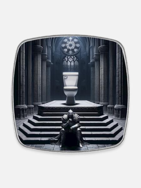 Fart Souls - Hollow Knight on Porcelain Throne #07 - Square fridge magnet - white