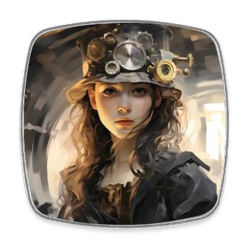 sherlock GIRL Steam punk - Magnet carré - blanc - Devant