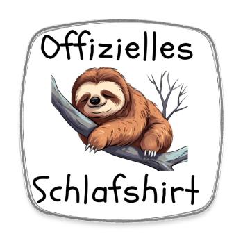 Offizielles Schlafshirt mit süßem Faultier - Viereckiger Kühlschrankmagnet - Weiß - Vorne