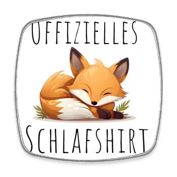 Offizielles Schlafshirt mit süßem Fuchs - Viereckiger Kühlschrankmagnet - Weiß - Vorne