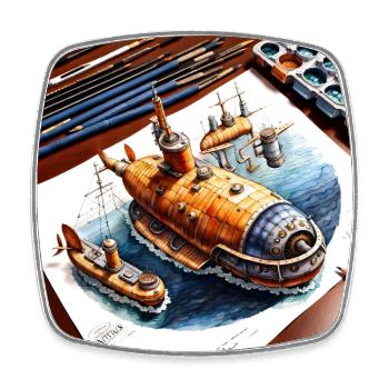 U-Boot Nr. 5 - Viereckiger Kühlschrankmagnet - Weiß - Vorne