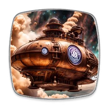 Steampunk Coffee Bean Airship - Square fridge magnet - white - Front