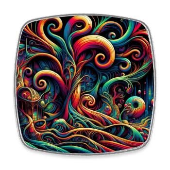 Psychedelic Art - Viereckiger Kühlschrankmagnet - Weiß - Vorne
