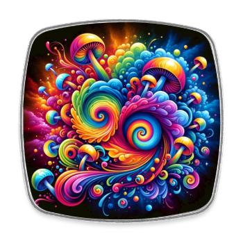 Mushrooms - psychedelic art - Viereckiger Kühlschrankmagnet - Weiß - Vorne