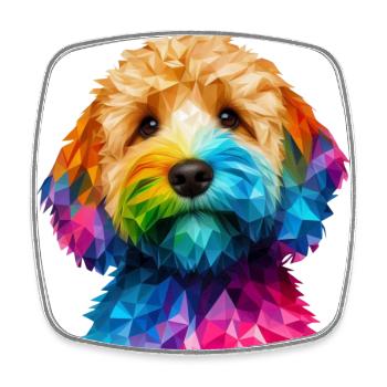 Cockapoo museau de chien géométrique moderne - Magnet carré - blanc - Devant