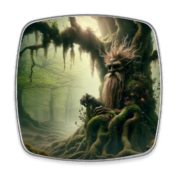 Troll im Baum - Viereckiger Kühlschrankmagnet - Weiß - Vorne