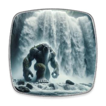 Troll im Wasserfall - Viereckiger Kühlschrankmagnet - Weiß - Vorne