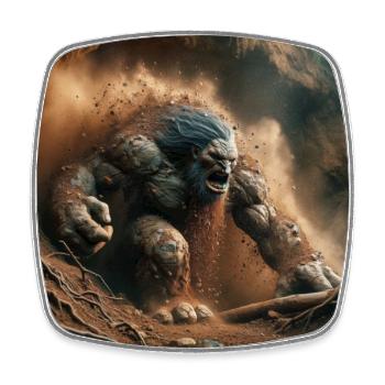 Troll emerging from the ground - Square fridge magnet - white - Front