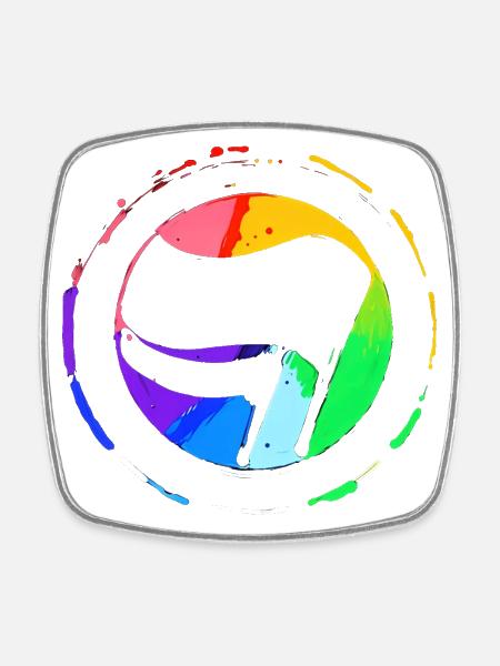 Drapeau antifa arc-en-ciel - Magnet carré - blanc