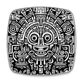 Inka, Azteken, Maya Muster, Artwork schwarz - Viereckiger Kühlschrankmagnet - Weiß - Vorne