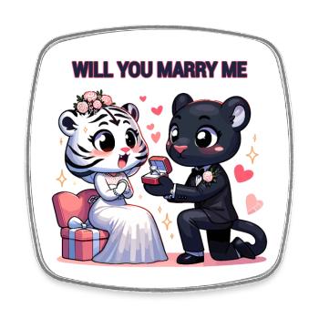 Animal Proposal, Cute Critter Engagemen - Square fridge magnet - white - Front