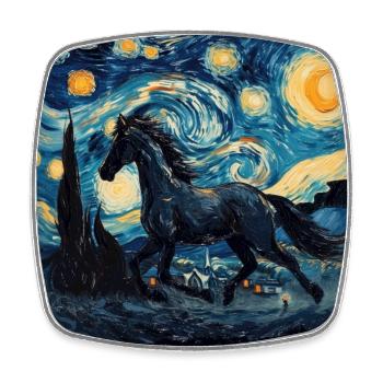 pferd, tier, van gogh, sternenacht - Viereckiger Kühlschrankmagnet - Weiß - Vorne