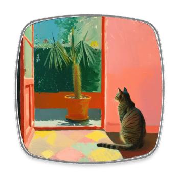 katze, katzen, bunt, tier, geschenk, geschenkidee - Viereckiger Kühlschrankmagnet - Weiß - Vorne
