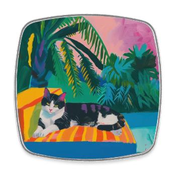 katze, katzen bunt, tier, geschenk, geschenkidee - Viereckiger Kühlschrankmagnet - Weiß - Vorne