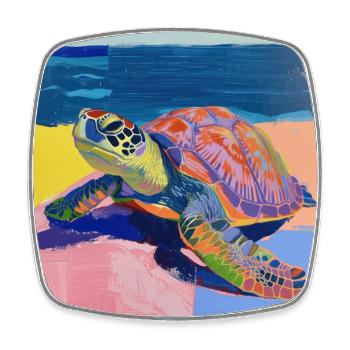 turtle, colorful, animal, gift, gift idea - Square fridge magnet - white - Front