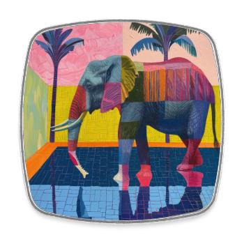 elefant, bunt, tier, geschenk, geschenkidee - Viereckiger Kühlschrankmagnet - Weiß - Vorne