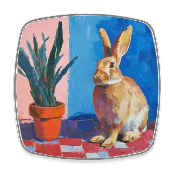 lapin, lapin, coloré, animal, cadeau - Magnet carré - blanc - Devant